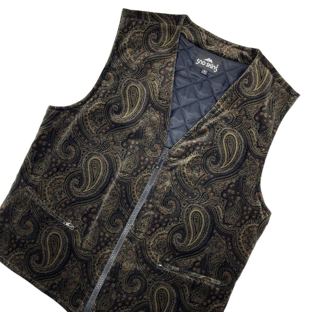 Sno Skins Small Paisley Velvet Insulated‎ Women's Full Zip Vest